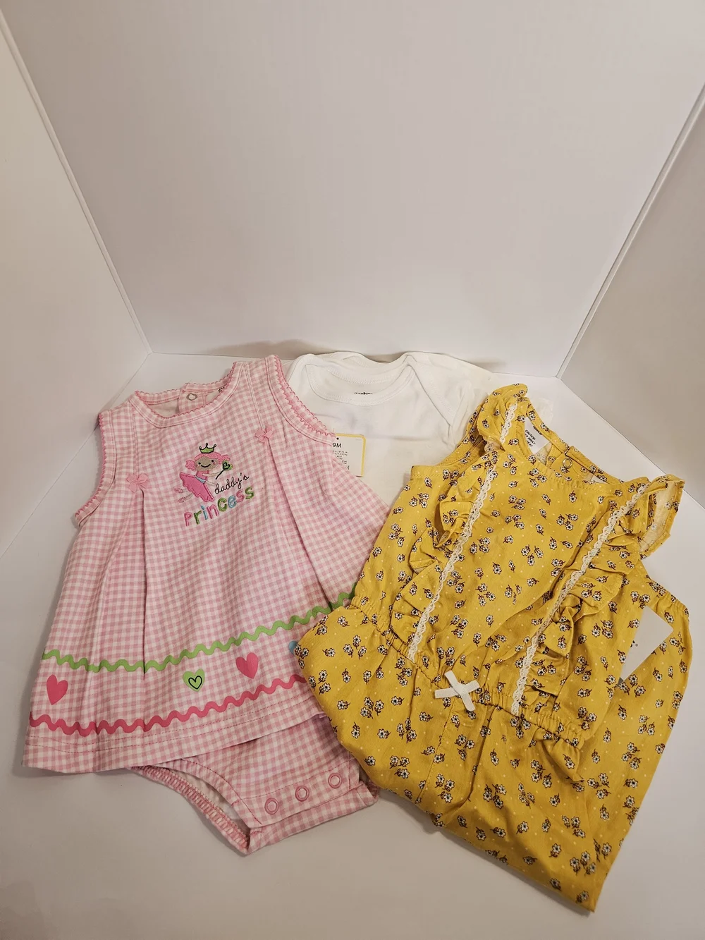 NWT - Baby Girls Summer Onesie & Dresses Lot - Pink, Yellow, White, Black - Picture 4 of 16